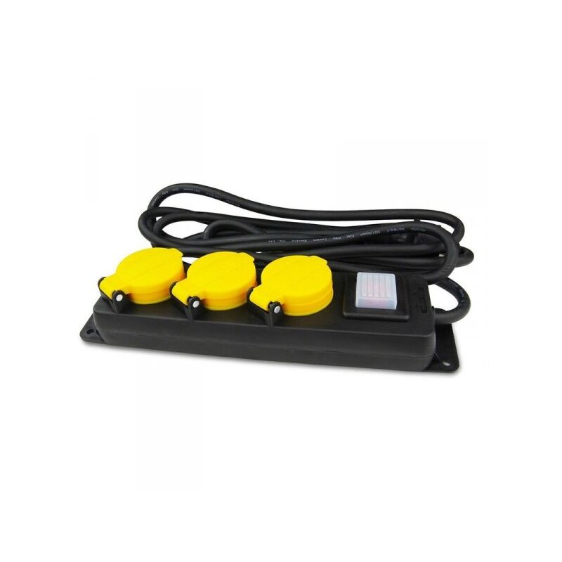 foto del prodotto multipresa ciabatta elettrica impermeabile ip44 con 4 prese schuko interruttore spina 16a cavo 1,4m