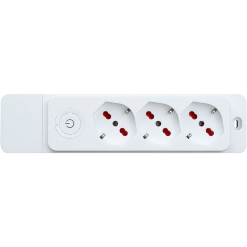 foto del prodotto multipresa con 3 prese bipasso schuko 10 16a, senza cavo, con interruttore, bianco, serie emilia specialist rosi rs8312b