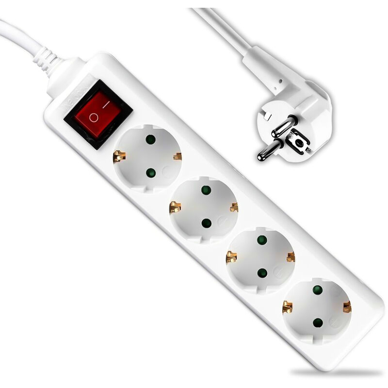 immagine 0 del prodotto multipresa con cavo 5m 4 prese 10a 2p schuko e interruttore luminoso spina schuko colore bianco v tac