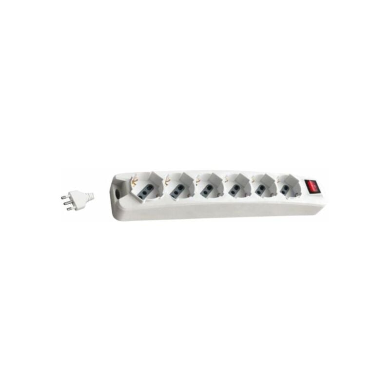 foto del prodotto multipresa con cavo 6 prese bipasso schuko 10 16a con interruttore v tac