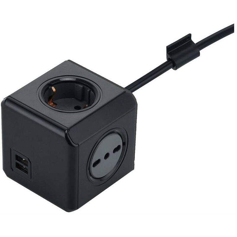 foto del prodotto multipresa cubo dual 2 schuko 2 bipasso 2 usb 2.1a