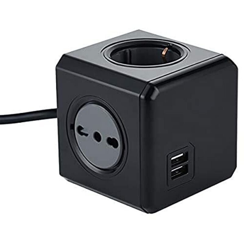 foto del prodotto multipresa cubo dual 2schu 2bip 2usb 2.1a pz 1,0