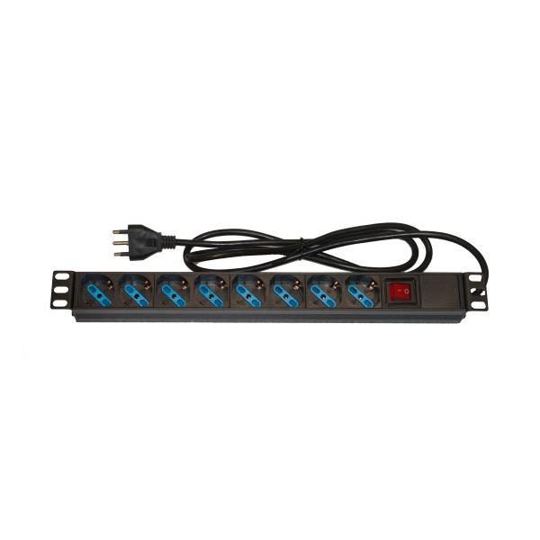 foto del prodotto multipresa da rack 19in 8 prese universali con interruttore spina italiana 16a