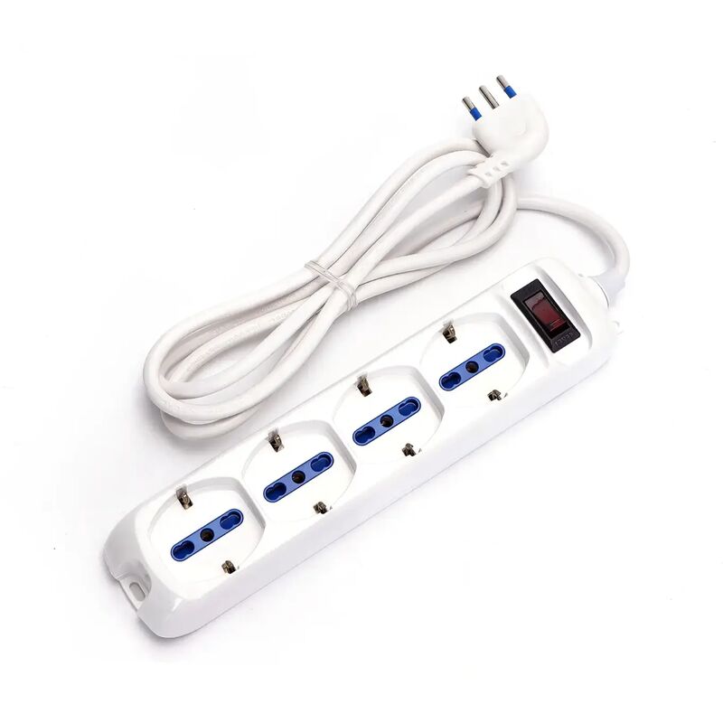 foto del prodotto multipresa elettrica bipasso schuko interruttore spina piatta 4 prese bipasso 10-16a schuko