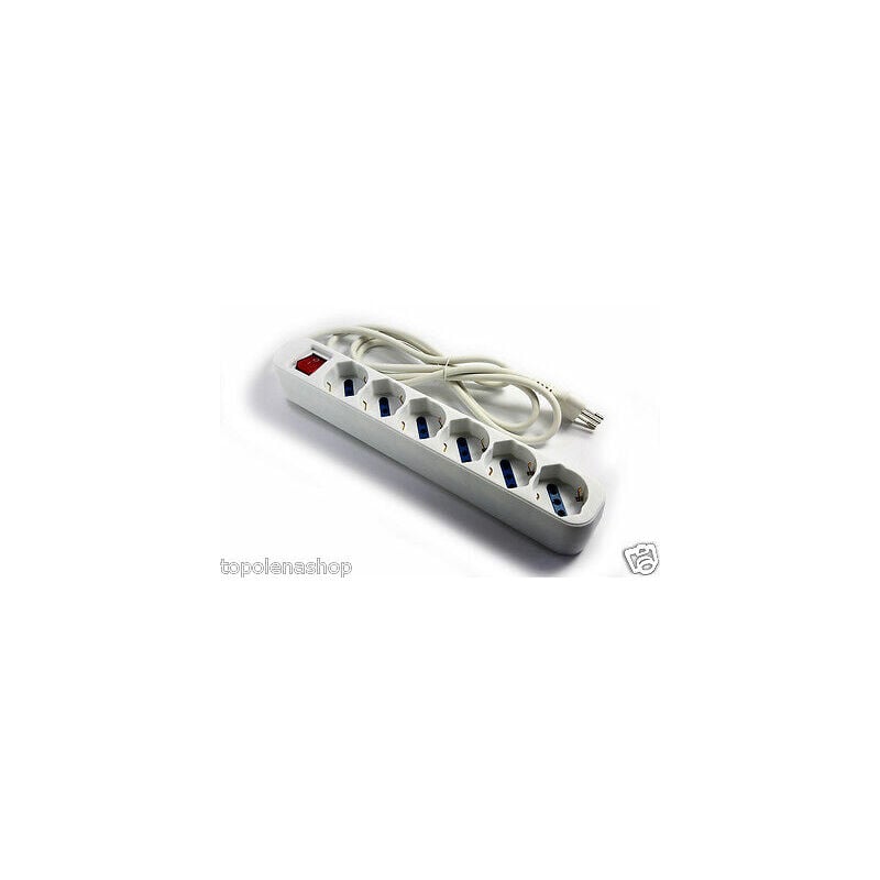 foto del prodotto multipresa elettrica ciabatta presa 6 posti 6 shuko interruttore sicurezza 2500w