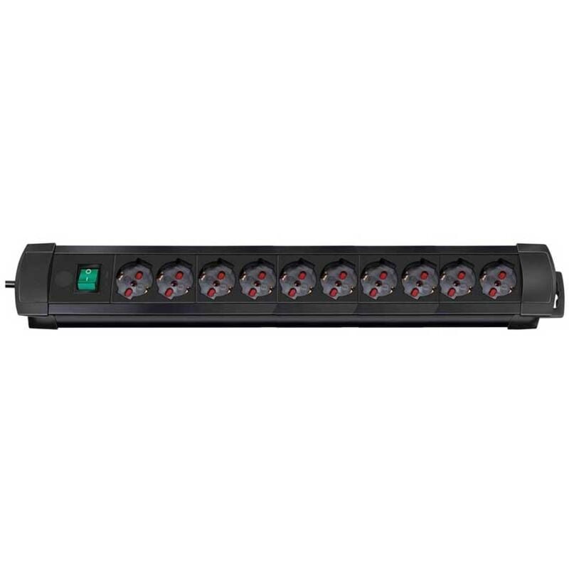 foto del prodotto multipresa in plastica 10 posti con interruttore 58 cm nero premium brennenstuhl