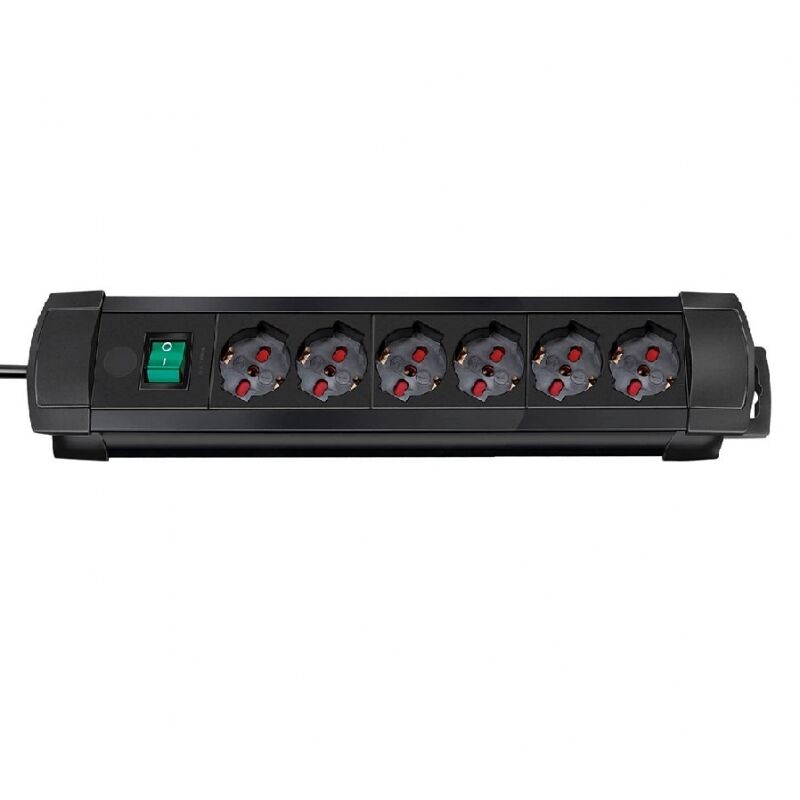 foto del prodotto multipresa in plastica 6 posti con interruttore 47 cm nero premium brennenstuhl