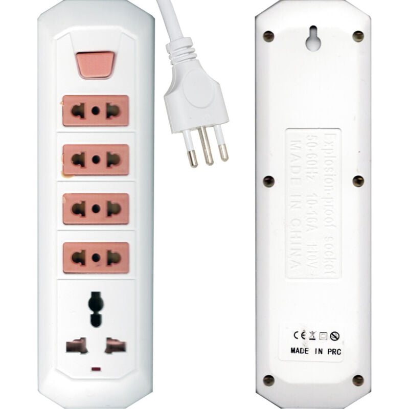 foto del prodotto multipresa italia usa eu schuko bipasso 5 posti ciabatta interruttore americana - - trade shop traesio