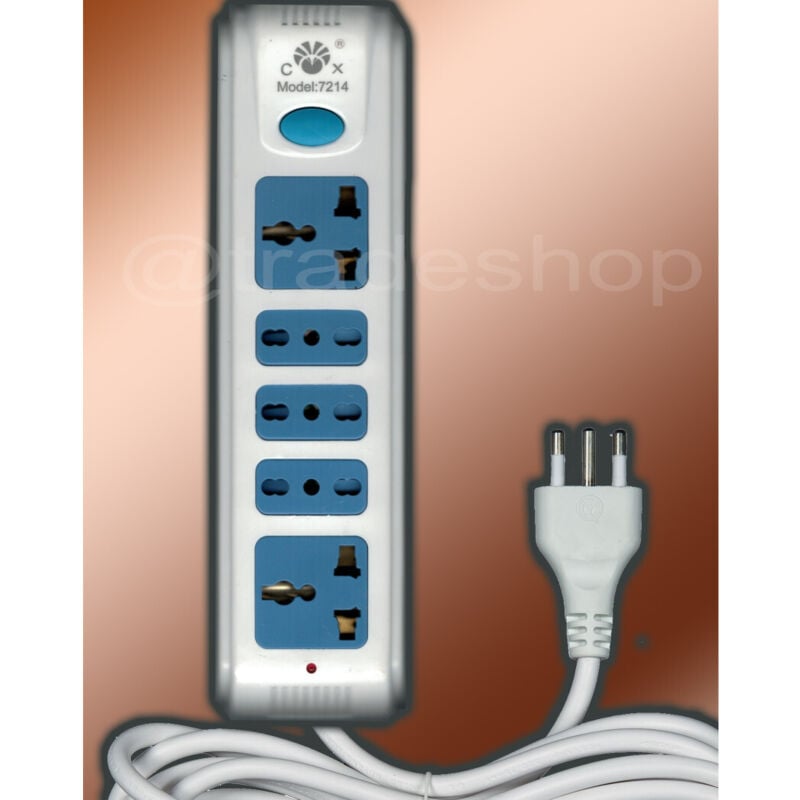 foto del prodotto multipresa italia usa schuko bipasso posti 5 ciabatta interruttore americana trade shop traesio