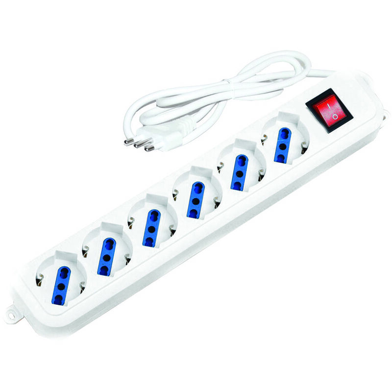 foto del prodotto multipresa lineare 6 posti con schuko e con interruttore