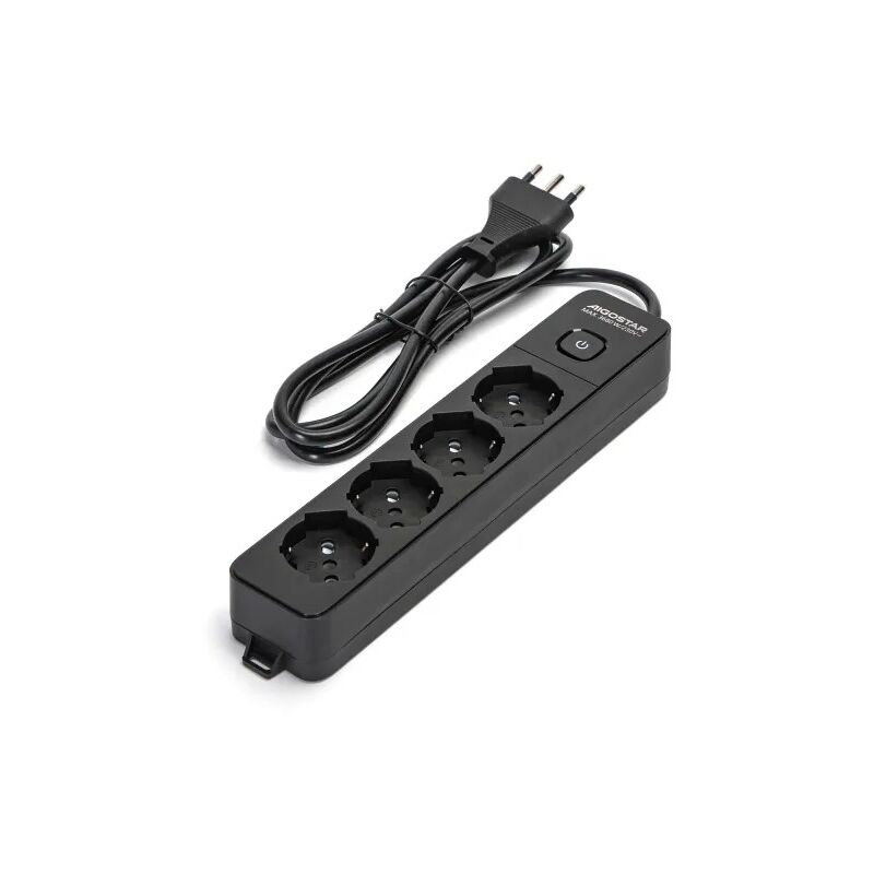 foto del prodotto multipresa nera da 4 posti universali con interruttore cavo da 1,5mt