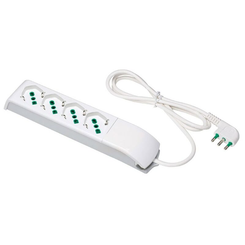 foto del prodotto multipresa scarpetta fanton con 4 prese bivalenti schuko bianca 410110