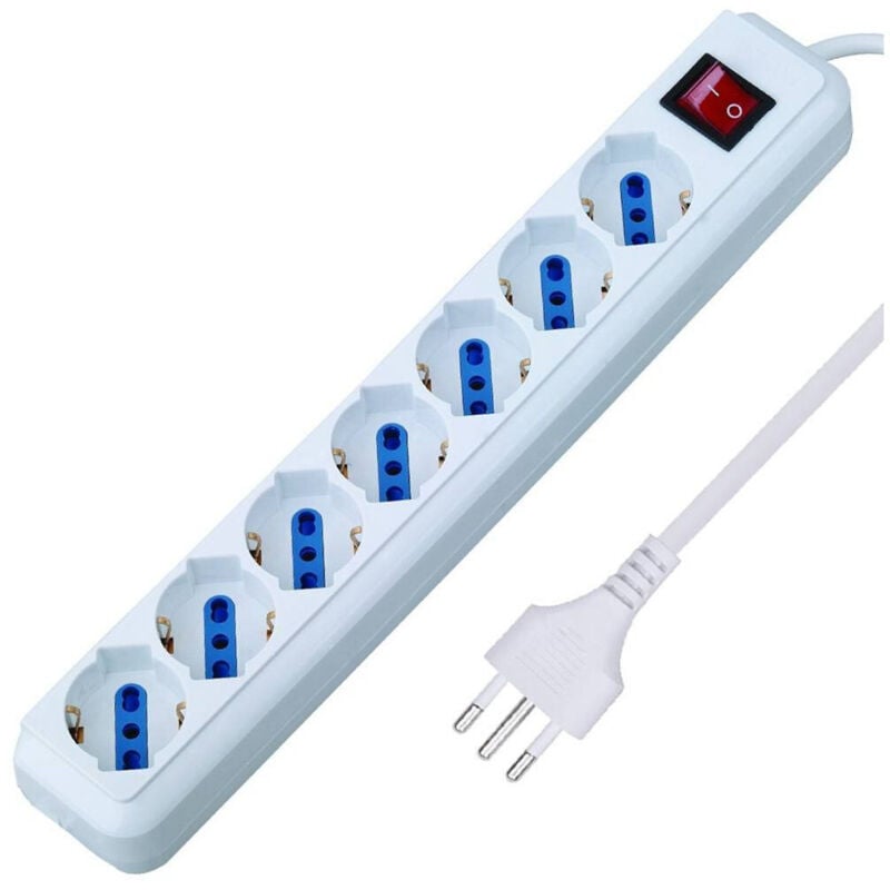 foto del prodotto multipresa shuko bipasso 10 e 16 amp 6 posti ciabatta elettrica con interruttore trade shop traesio