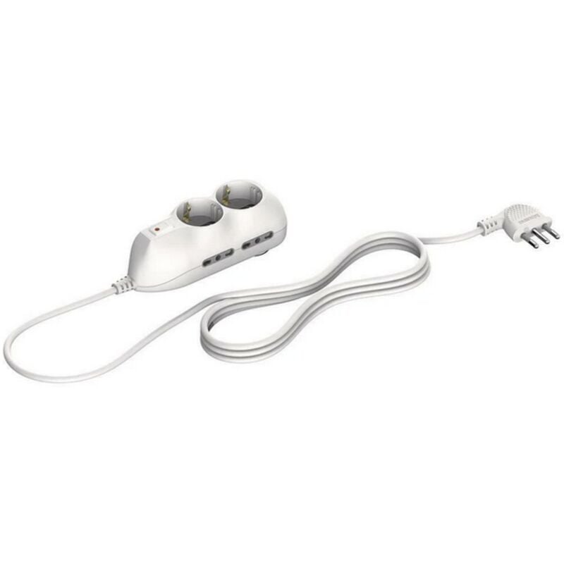 foto del prodotto multipresa slot6 10a bianca con 2 schuko 4 bipas