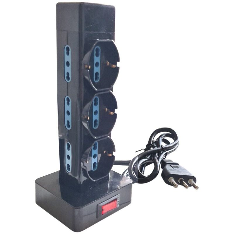 foto del prodotto multipresa verticale ciabatta torre 9 uscite 16a schuko 250v interruttore on off