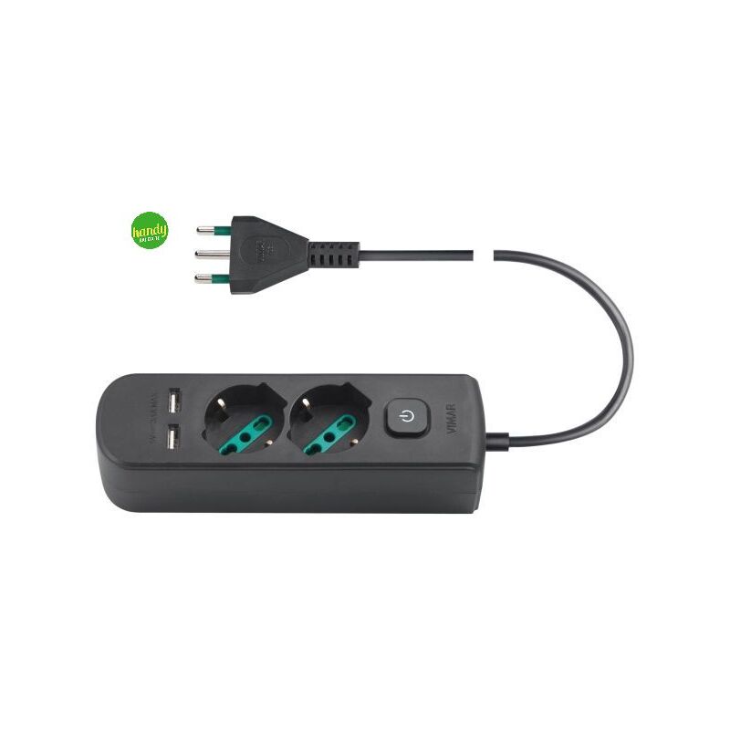 immagine 0 del prodotto multipresa vimar 2 prese universali 2 usb s17 interruttore nero 0r00625.cc