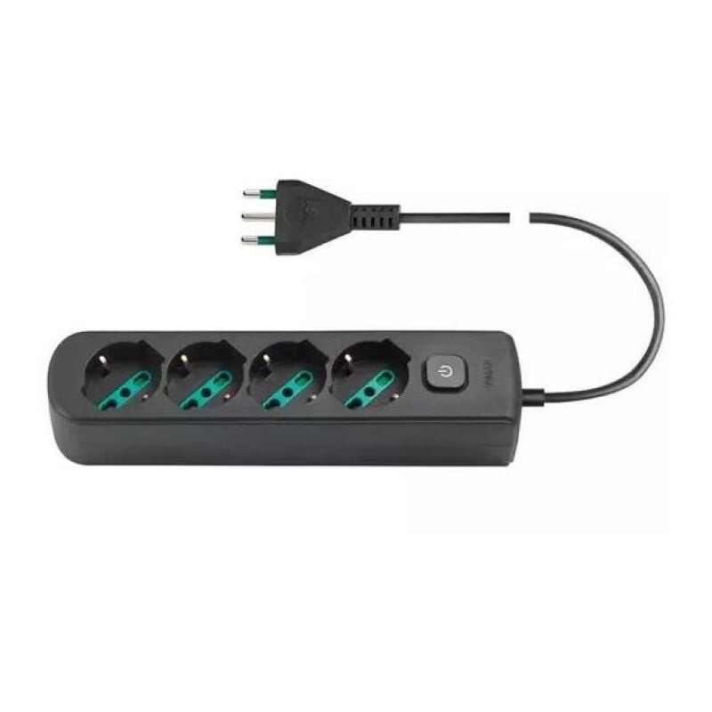 foto del prodotto multipresa vimar 4 prese universali s17 interruttore nero 0r00641.cc