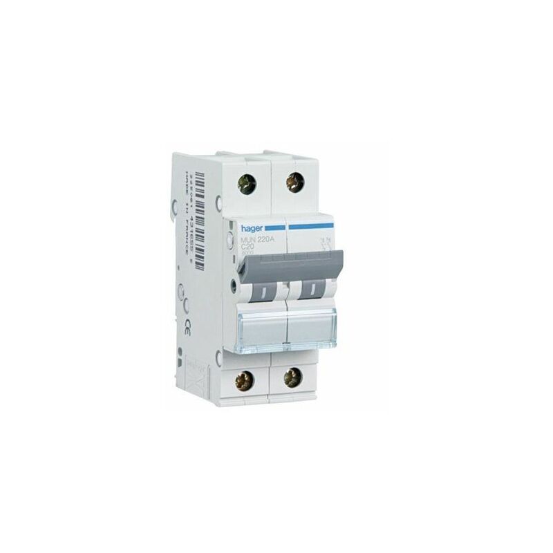 foto del prodotto mun216a interruttore 2p 16a curva c 6ka hager