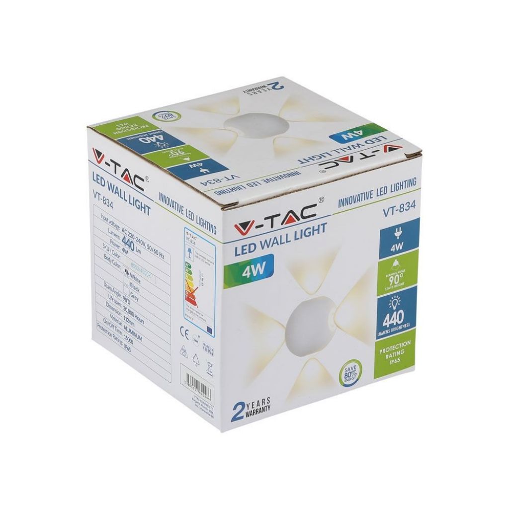 foto del prodotto muratura a parete led da 4w light white body round 3000k ip65