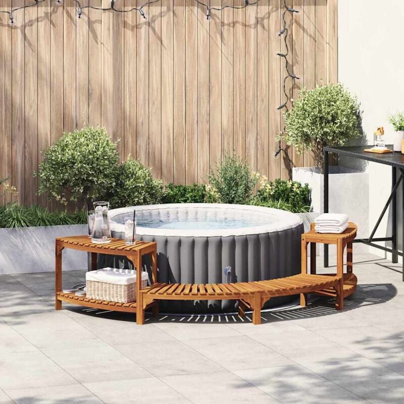 foto del prodotto muretti mezza rotonda per vasche idromassaggio 252 x 111.5 x 55.5 cm in legno massello di acacia. vidaxl