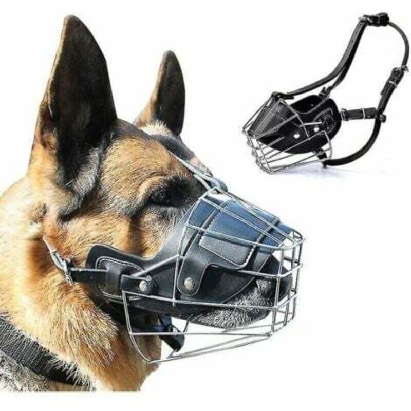 foto del prodotto museruola in pelle super metal muzzle per cani di grossa taglia lablanc