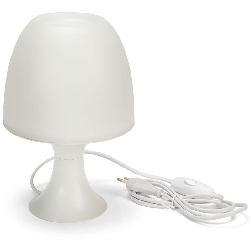 foto del prodotto mushroom lampada da tavolo design moderno ed elegante lampada e14 struttura in plastica colore bianco velamp