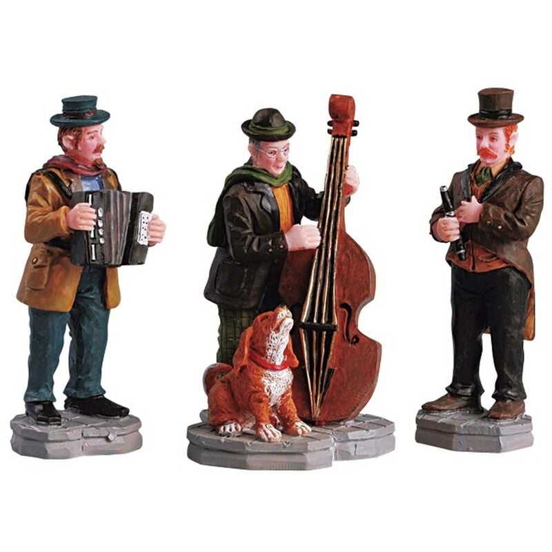 foto del prodotto musicisti trio da strada, personaggi per villaggio di natale in poliresina