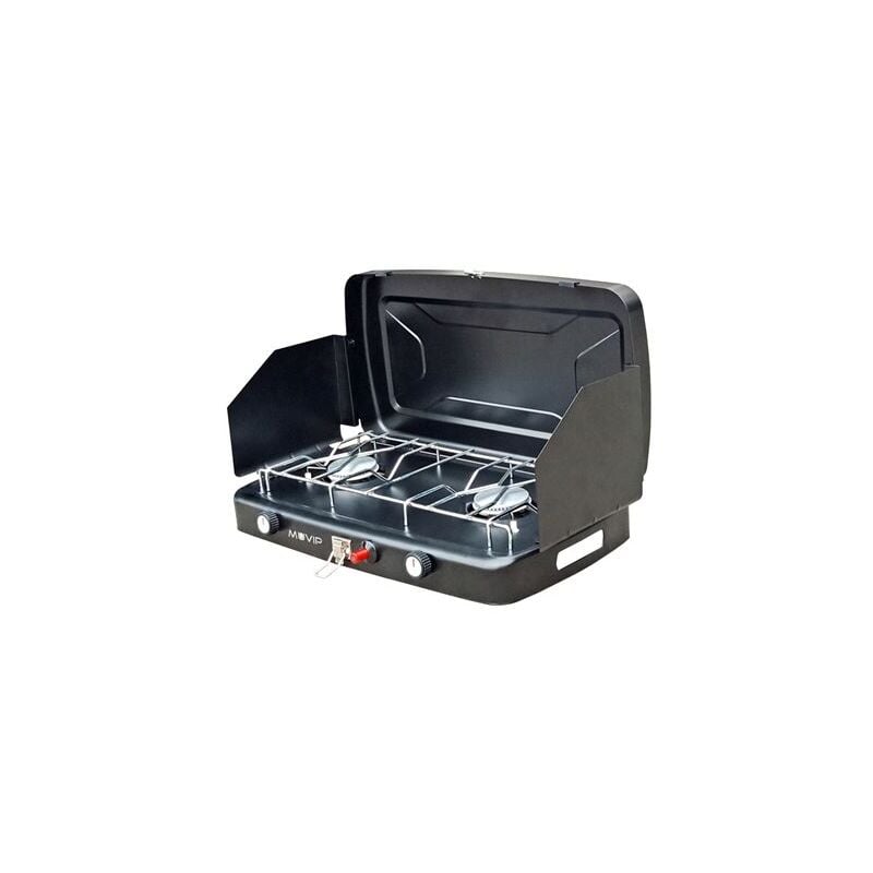 foto del prodotto muvip cucina de gas 2 fuochi paravento paravento base antiscivolo colore nero