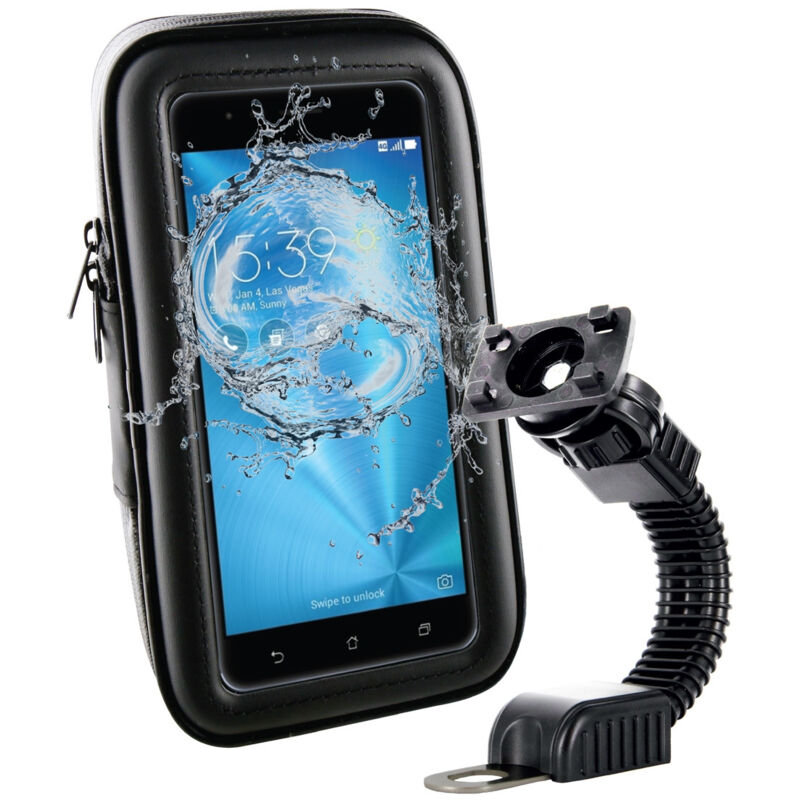 foto del prodotto muvit motorcycle mount a rearview mirror case with access a screen. impermeabile. fino a 5,5 nero