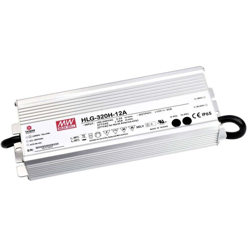 foto del prodotto mw mean well hlg 320h 54a driver per led, trasformatore per led tensione costante, corrente costante 321 w 5.95 a 54 v 