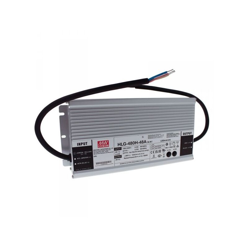 foto del prodotto mw mean well hlg 480h 48a alimentatore ip67 480w 48v 10a input 220v e 110v