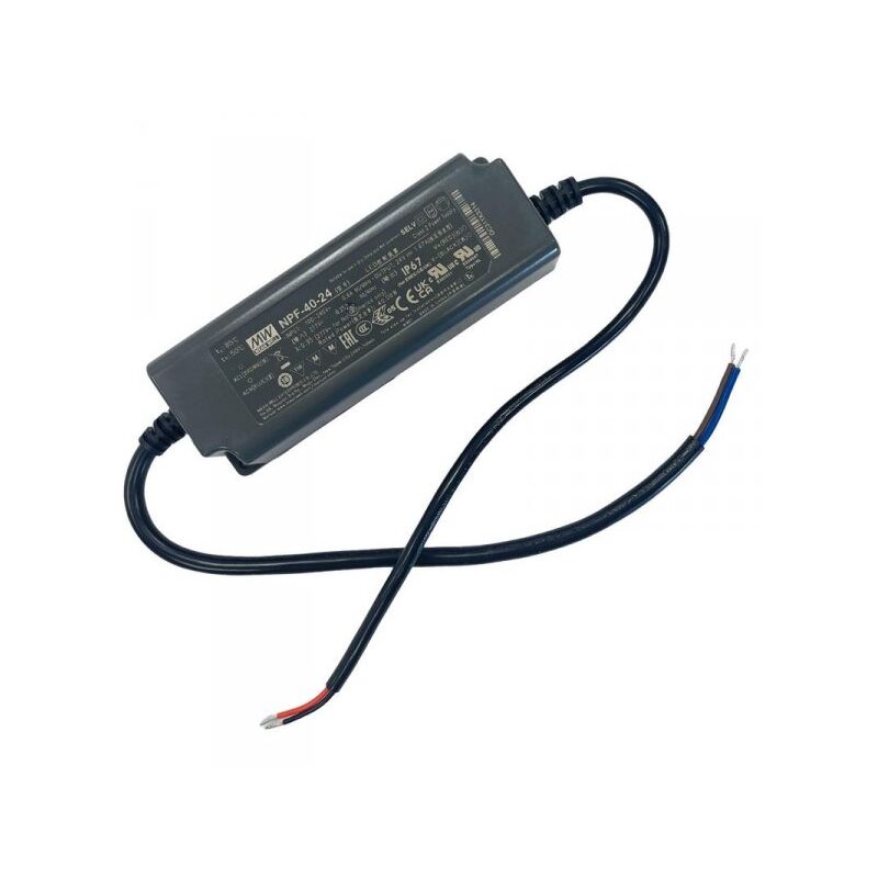 foto del prodotto mw mean well npf 40 24 alimentatore trasformatore ip67 40w 24v 1,67a input 220v e 110v