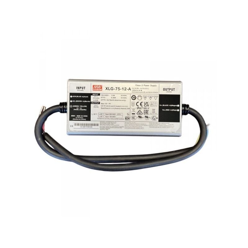 foto del prodotto mw mean well xlg 75 12 a alimentatore ip67 60w 12v 5a input 220v 110v