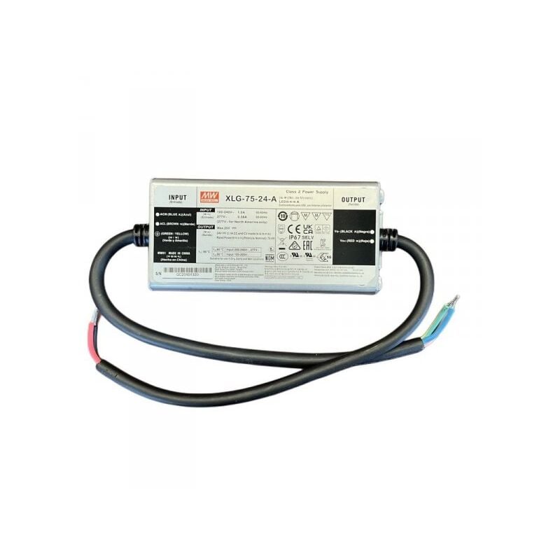 foto del prodotto mw mean well xlg-75-24-a alimentatore ip67 75w 12v 3,1a input 220v 110v