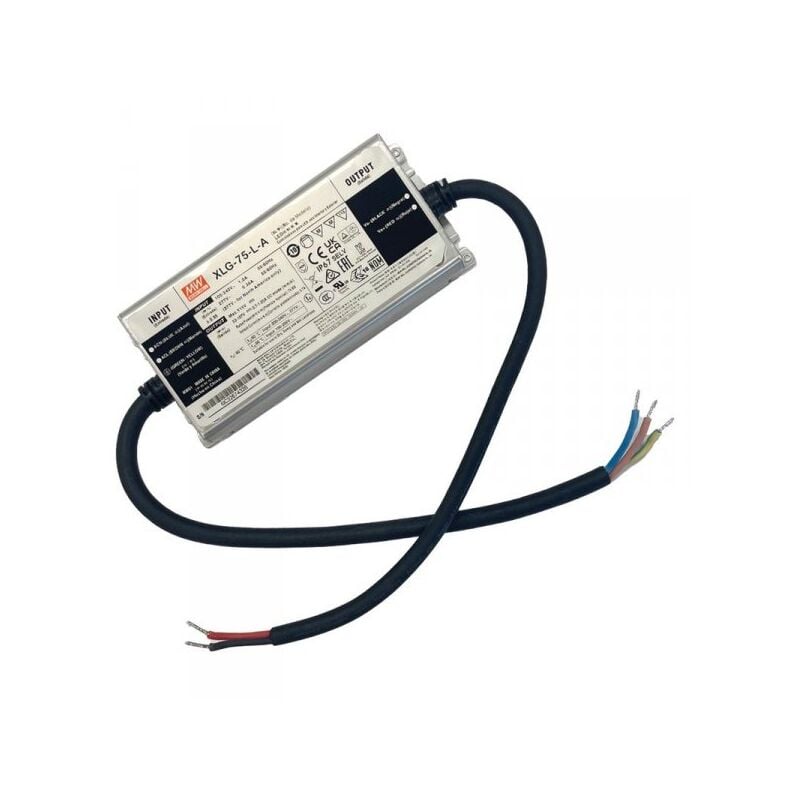 foto del prodotto mw mean well xlg-75-l-a led driver corrente costante 700ma 53-107v 75w ip67 input 220v e 110v