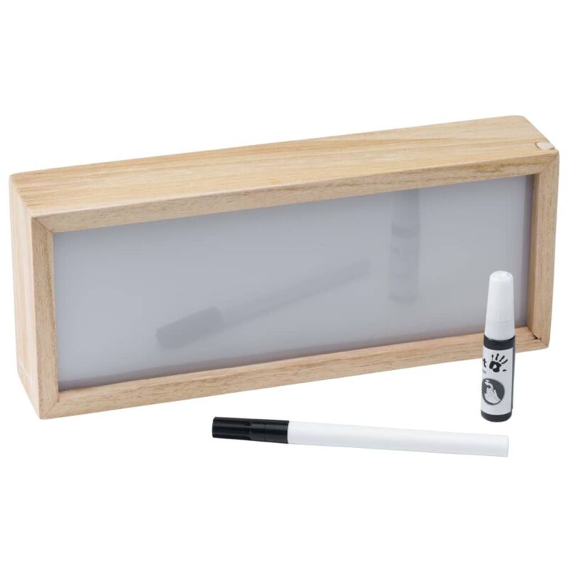 foto del prodotto my baby lightbox scatola luminosa a led con kit impronte, lampada led personalizzabile per cameretta, base in legno con luce bianca - baby art