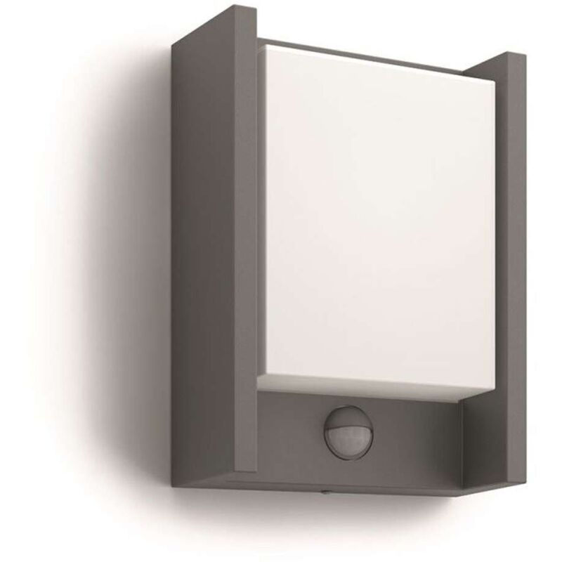 foto del prodotto mygarden lampada led a parete per esterni 17x22 cm, 4000 k, 6 w, con sensore, antracite 915005193902 philips