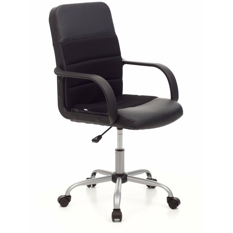foto del prodotto myoffice poltrona soft nera rivestimento in similpelle e tessuto a rete 59x45xh103