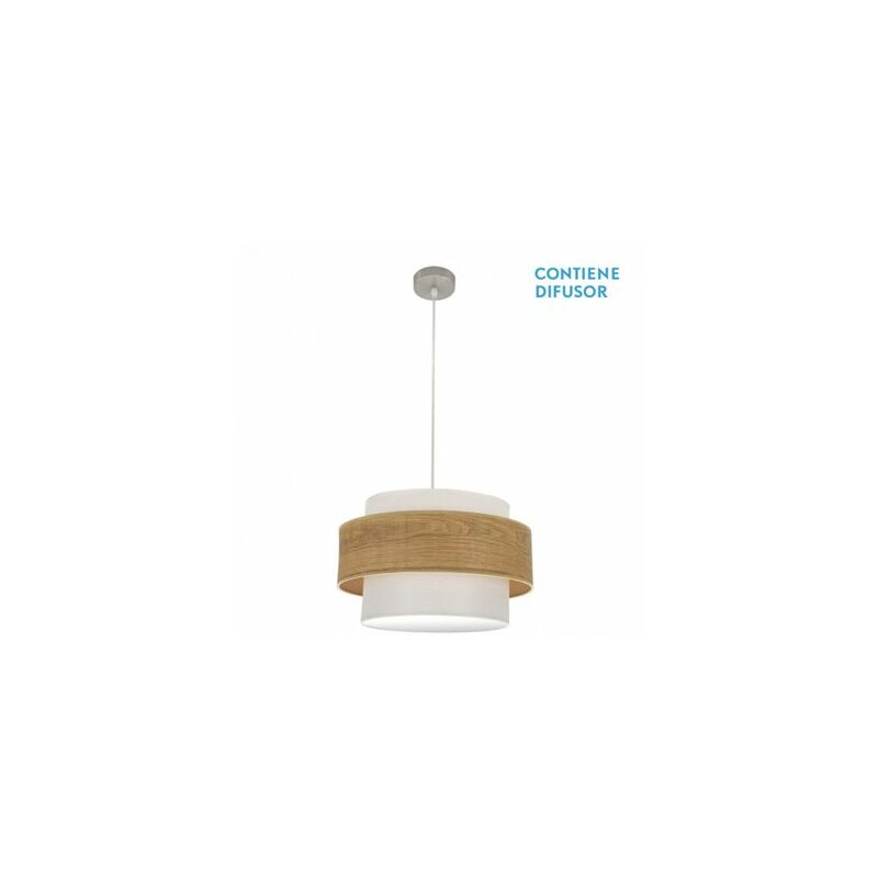 foto del prodotto myriam ciondolo 2xe27 nichel legno chiaro regx50x50 cm