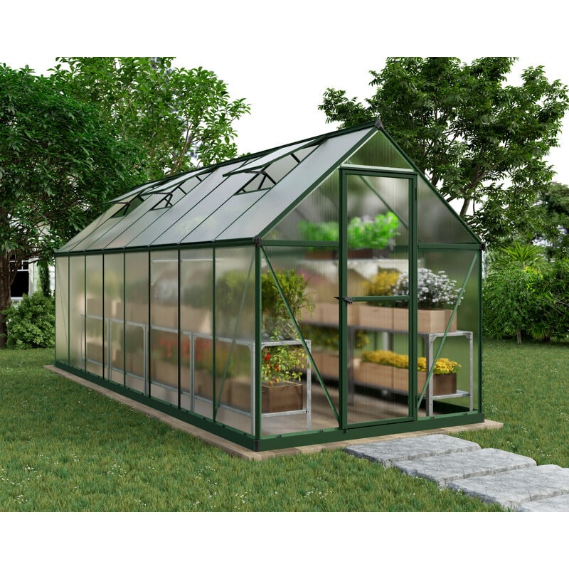 foto del prodotto mythos doppio strato serra da giardino in policarbonato 426x185x208 cm verde