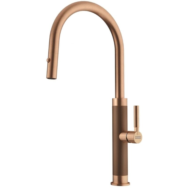 foto del prodotto mythos masterpiece miscelatore da lavello fg 1554.505 con doccetta estraibile, color rame 115.0711.557 franke