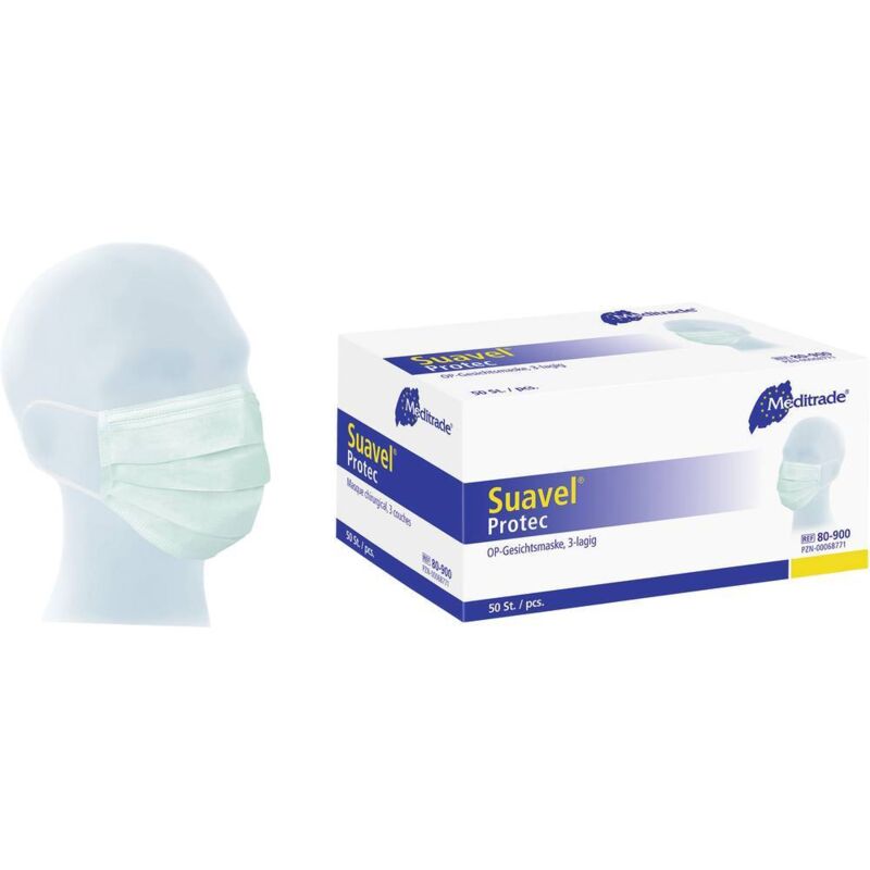 foto del prodotto n.a. meditrade suavel protec 80 902 protezione per bocca e naso 50 pz.