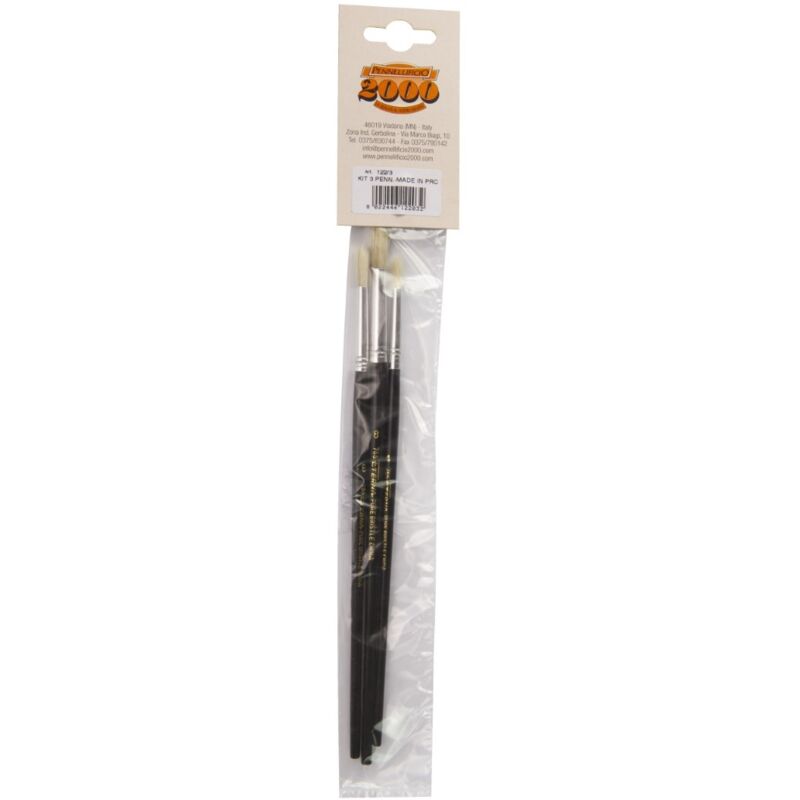 foto del prodotto n.a. set mis.4 6 8 pennelli da ritocco coprente legno 4 6 8 pennellificio 2000