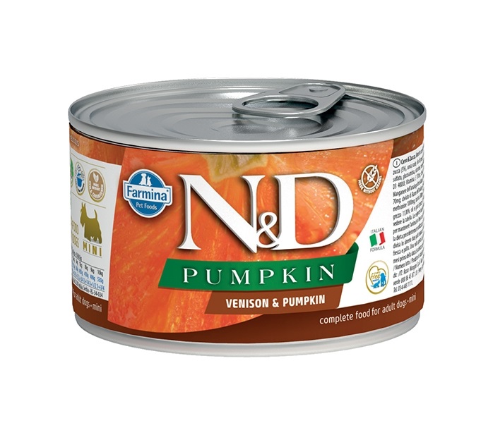 foto del prodotto n amp d dog venison amp pumpkin mini 140 gr