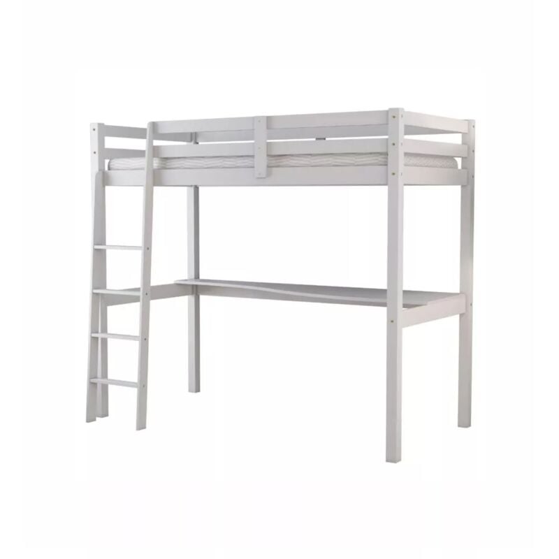 foto del prodotto n.d. letto a soppalco con scrivania nizza in pino massello bianco laccato 90x190x176 cm