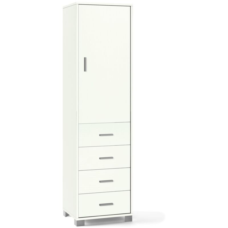 foto del prodotto n.d. mobile colonna con 1 anta e 4 cassetti colore bianco fiammato l50 x h183 x p41 cm
