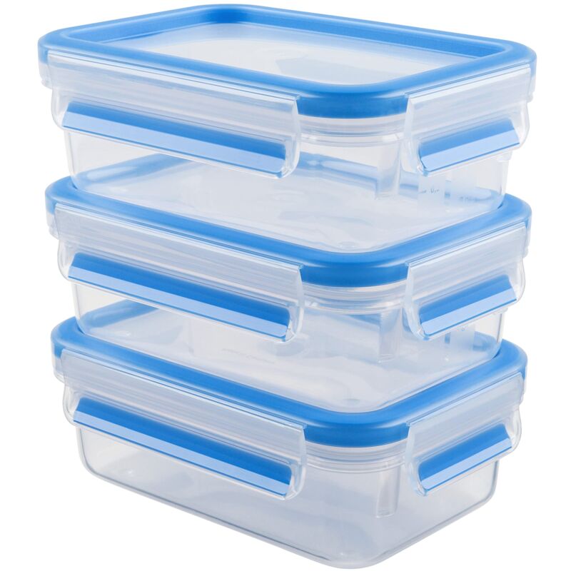 foto del prodotto n10312 clip close set di contenitori salvafreschezza, trasparente blu, 3x0,55 l, 3 unit emsa
