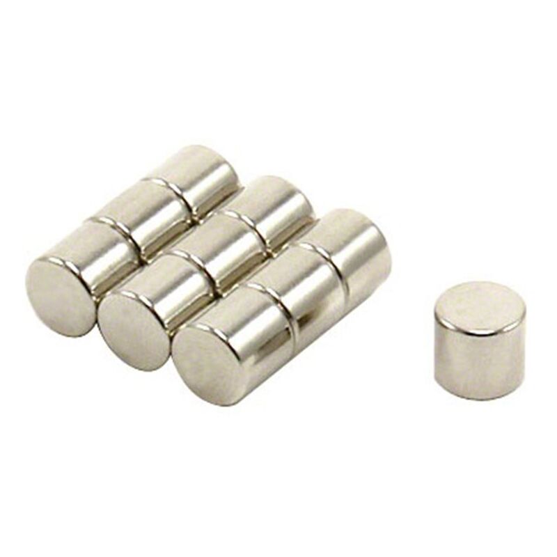 foto del prodotto n42 magnet neodimio per applicazioni ingegneristiche, produttive e tecnologiche 8mm dia x 7,25mm di spessore 2,4kg di tiro pacco di 10