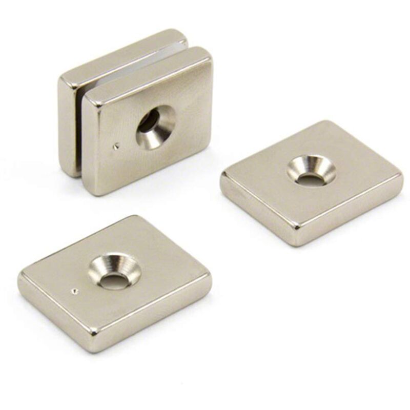 foto del prodotto n42 magneta neodimio per arti, mestieri, produzione di modelli, fai da te, hobby, ufficio e casa 25 x 20 x 5mm di spessore x 4,5mm c s 9,8kg