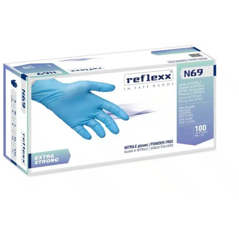 foto del prodotto n69 guanti nitrile no polvere 100 latex free 7gr cat. 3 100 pezzi l reflexx
